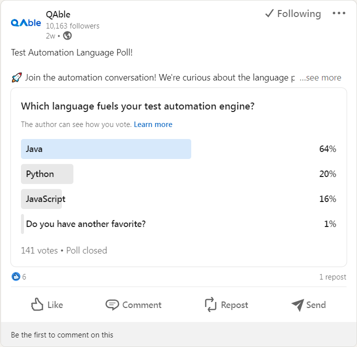 Best Test Automation Language Poll