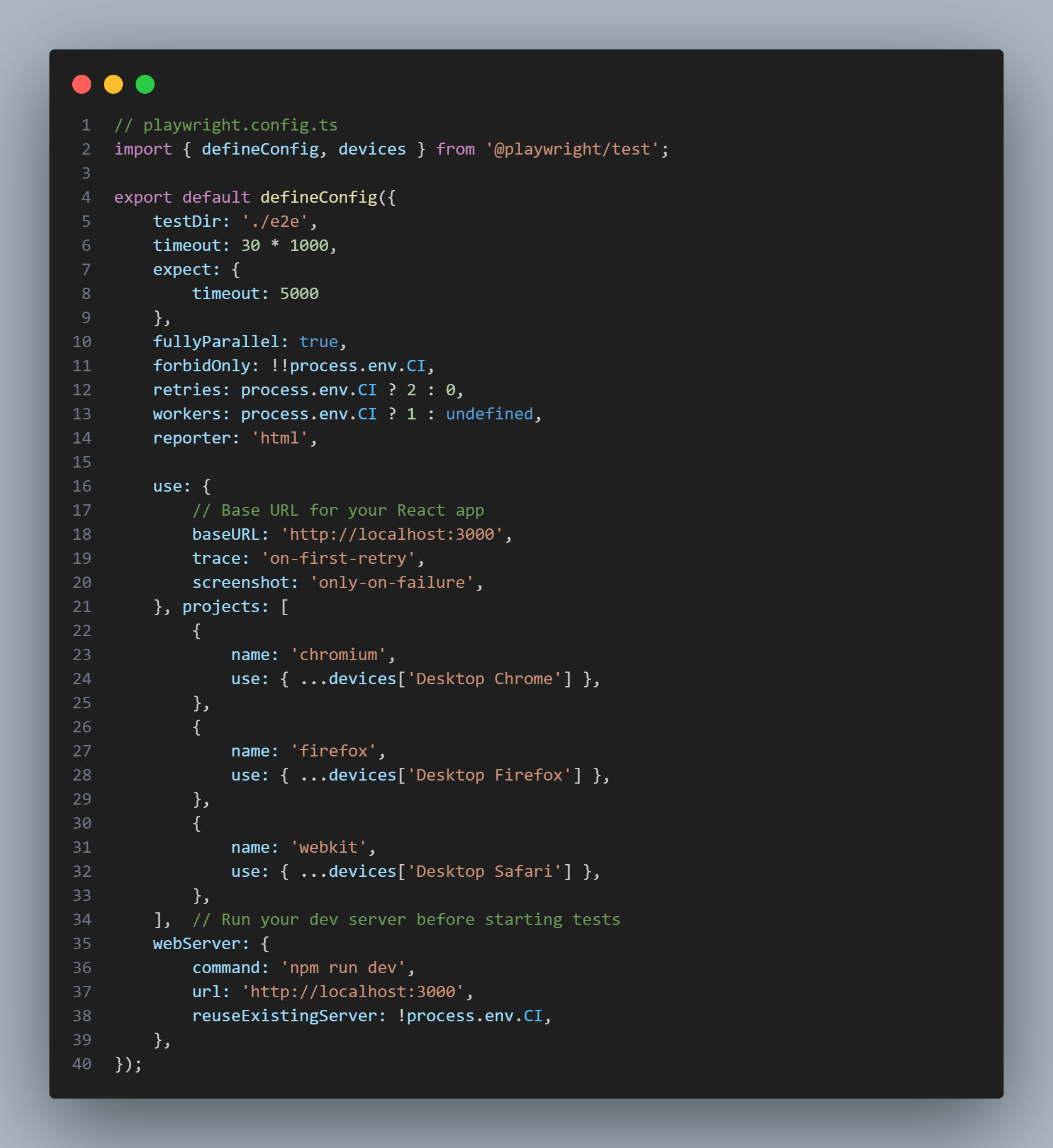 Configure for React Development