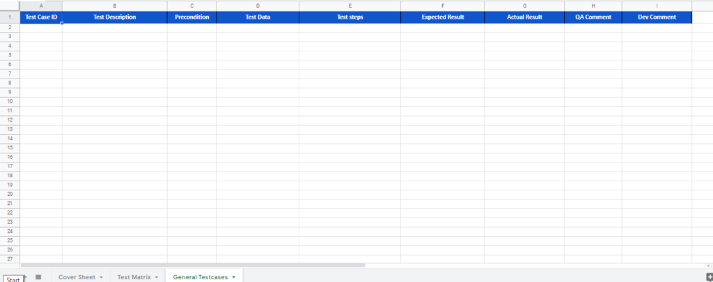 General Test Cases Template